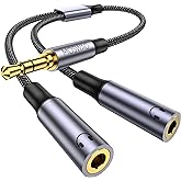 MOSWAG Headphone Splitter 3.5mm Stereo Dual 3.5mm Female Headphone Jack Audio Stereo, Y Aux Extension Cable Male to Female Du