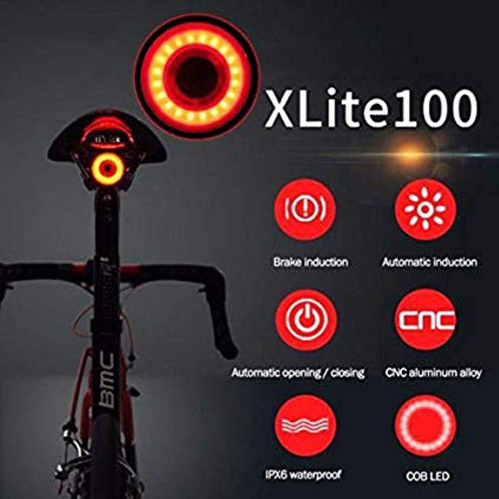 USB Rechargeable Bicycle Tail Light, Super Bright Led Bike Bicycle Rear Light Automatic on/Off, Brake Induction, IPX6 Waterproof, Red high-Intensity LED Bicycle Light