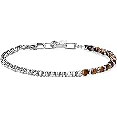 GAVU Men's Crystal Beaded Bracelet, Red Jasper Turquoise Tiger Eye Bracelet for Men