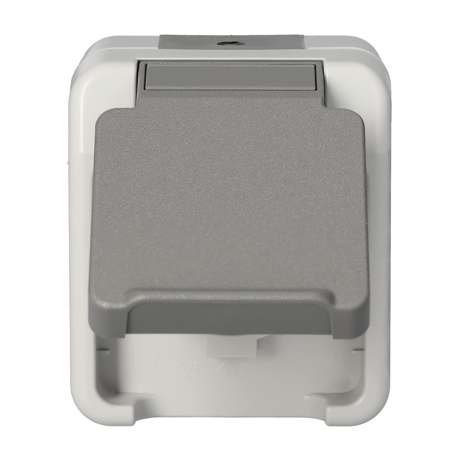 Schneider Electric Merten Aquastar Schuko Socket with Hinged Lid, Surface-Mounted, 1-Way, IP 44, Light Grey, Item Number MEG2301-8029