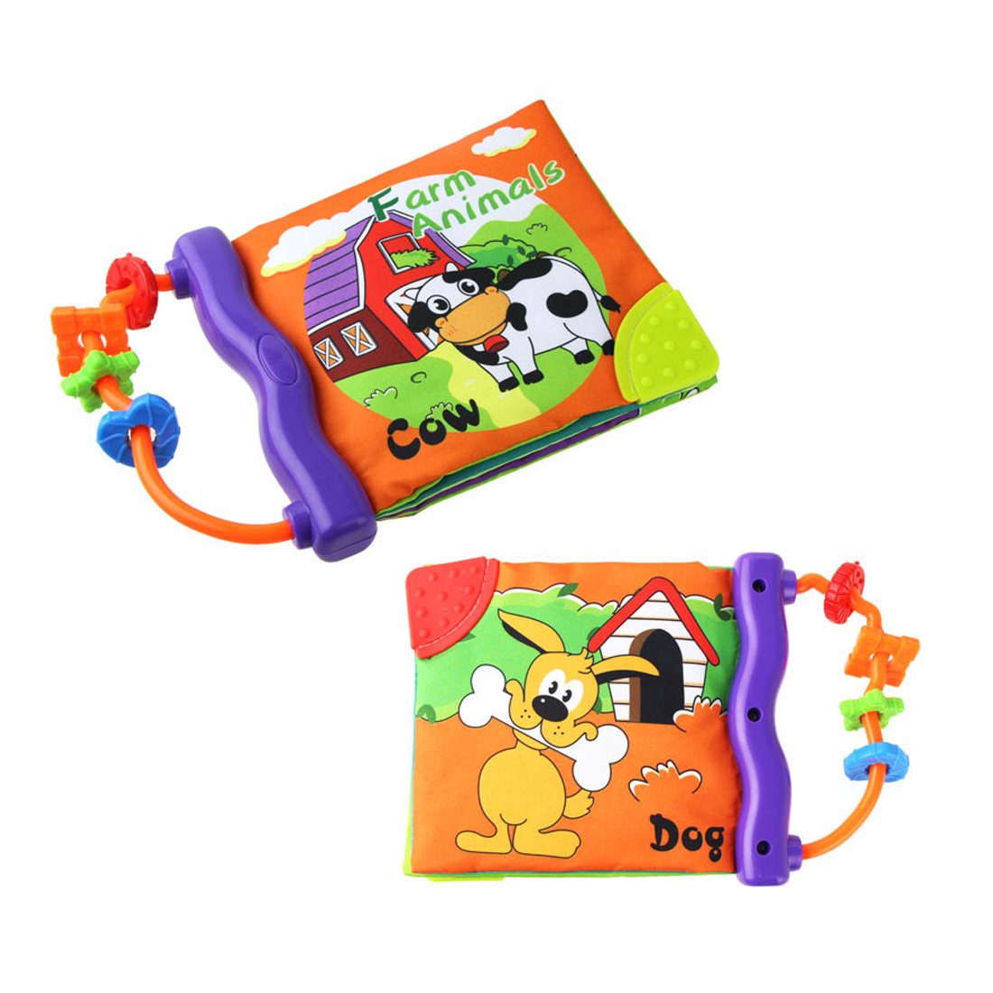 Jun-see Baby's Frist Word Book,Soft Cloth Cognition Book Learning & Activity Early Education Toys(Animal)