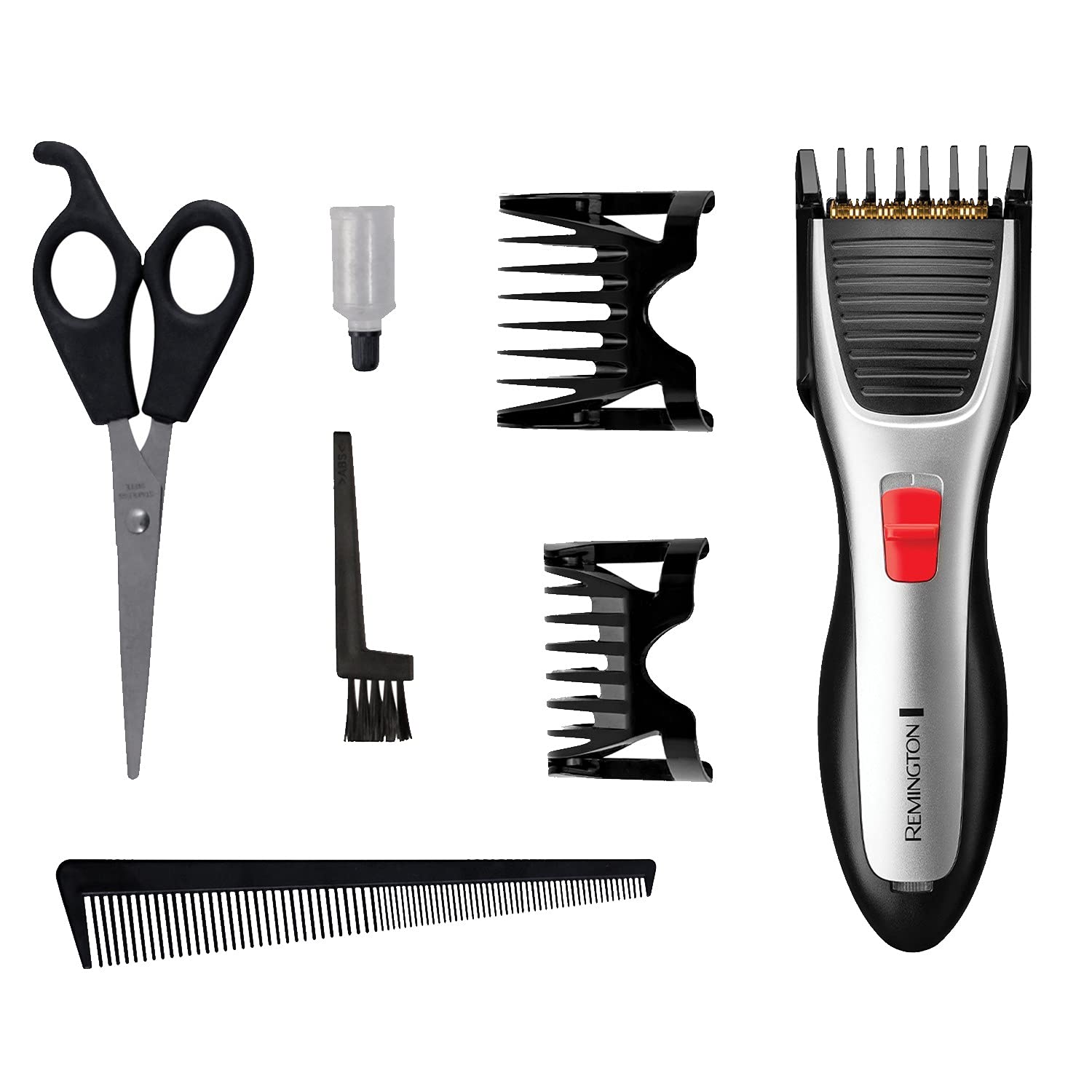 Remington HC340 Titanium Hair Clippers, Cordless Clipper for Men Includes Scissors, Barber Comb and Travel Case,Grey/Black