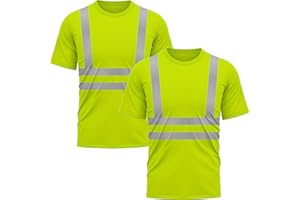 Pack of 2 High Visibility Dri Fit Short Sleeves T Shirts Safety Breathable Workwear