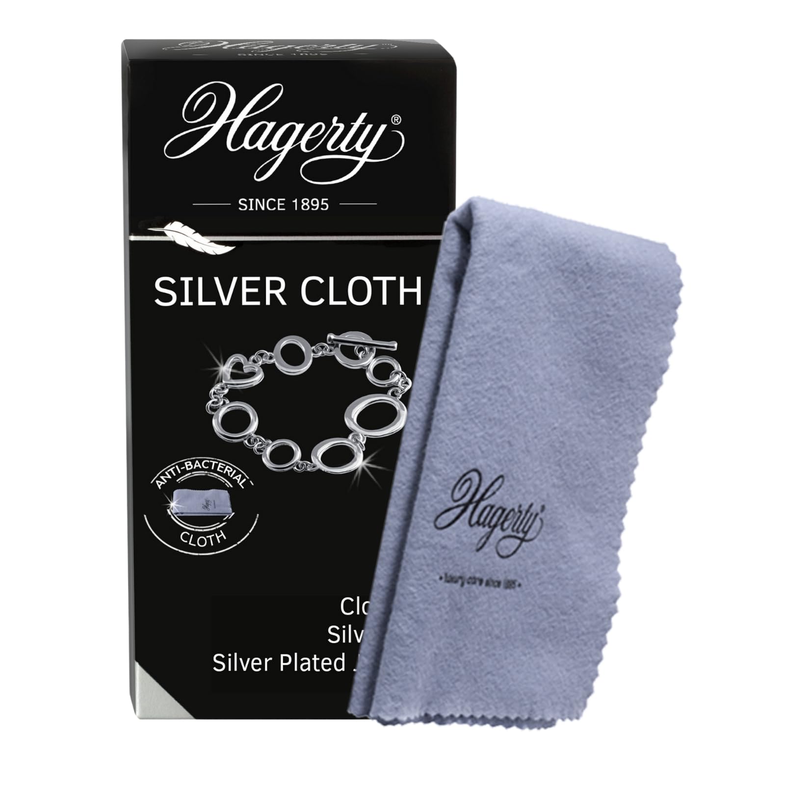 Hagerty Silver Cloth for silverware 36 x 30 cm | Impregnated chamois 100% cotton I Anti-tarnish cleaning I For jewelry and objects made of silver-plated