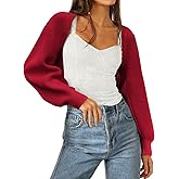 Zwurew Women's Bolero Shrug Sweater 2026 Knitted Long Sleeve Open Front Cropped Cardigan Shrugs Sweaters Y2K Tops