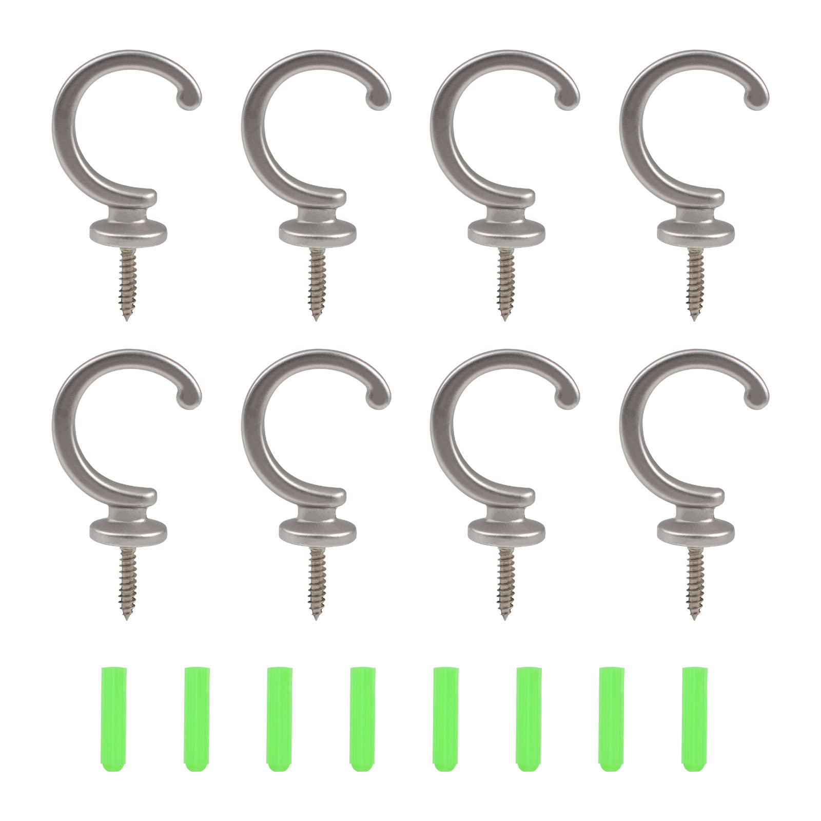 INCREWAY Ceiling Cup Hooks,8Pcs Antique Zinc Alloy Screw-in Hooks Vintage Wall Ceiling Screw Hooks for Hanging Curtains Cup Jewelry(Silver)