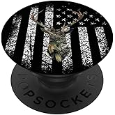Deer Buck Hunting USA Flag Brown Camouflage Black PopSockets Adhesive PopGrip