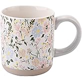 Sweet Water Decor Floral Stoneware Coffee Mugs - 14oz Cute Coffee Cups for Hot & Cold Drinks - Dishwasher & Microwave Safe - Spring Home Decor and Gift - Ideal Tea & Espresso Mugs