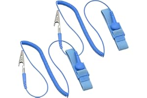 WEELIKMA Adjustable Anti Static Wrist Strap, Grounded Wrist Band with ESD Safe Grounding Cord for Computer Electronics PC Building (2 Pcs)
