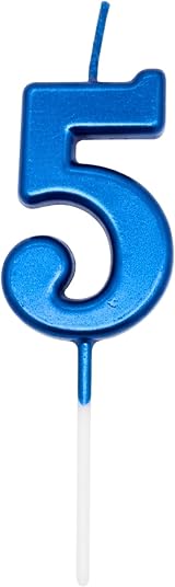 SHATCHI Birthday Number 5 Candle Blue Cake Topper Milestone Birthday Decor