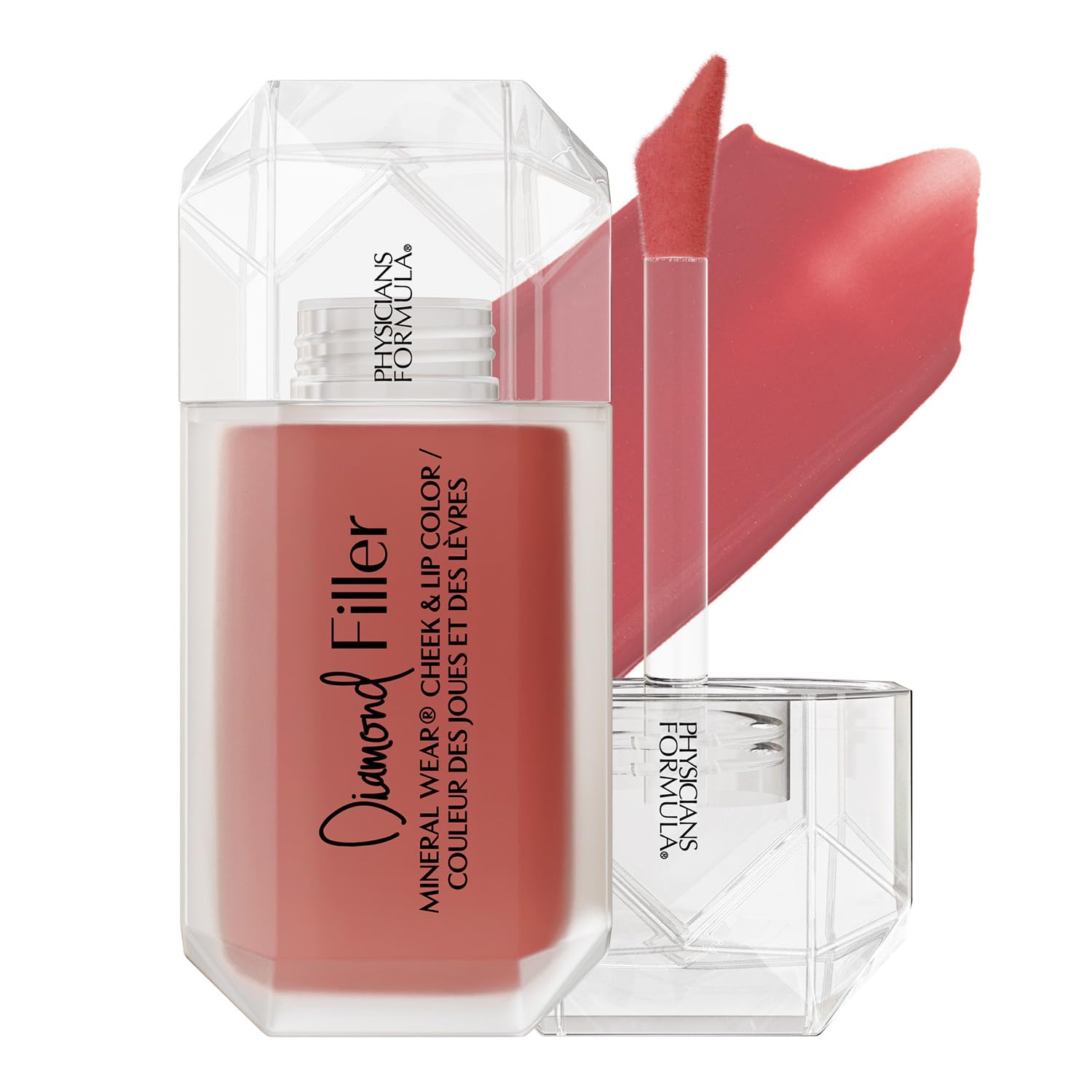 Physicians Formula, Mineral Wear Diamond Filler Cheek and Lip Color, Lip and Cheek Tint with Serum-to-Cream, Multi-Use Plumping Formula, Enriched with Vitamin E, Radiant Pink