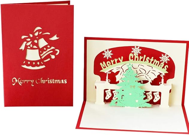 Auguri Di Buon Natale 3d.Justdolife Cartolina Di Natale Creativo 3d Xmas Tree Buon Natale Scheda Popup Biglietto Di Auguri Amazon It Casa E Cucina