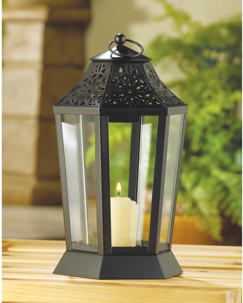outdoor candle holder on Amazon Com Vintage Black Lanterns Home Decorative Lighting Outdoor Hanging Lamps Tabletop Decor Lights Outside Camping Garden Candle Holder Home Kitchen