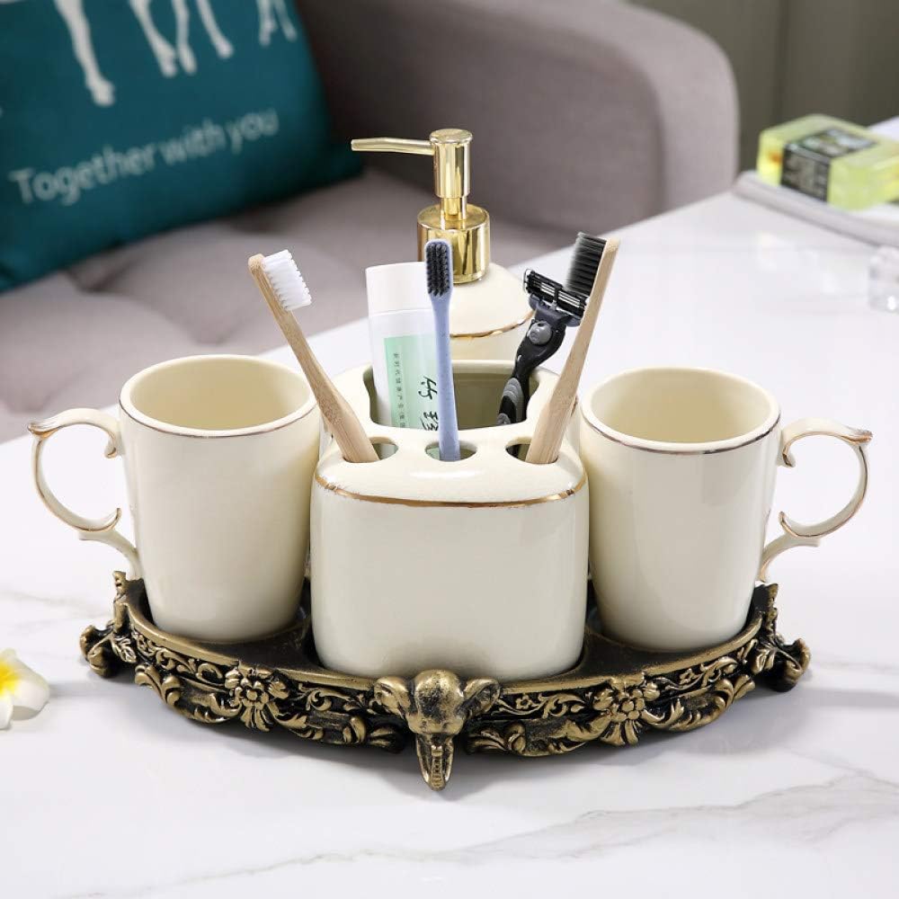 Amazon.com: Vintage Ceramic Bathroom Accessories Sets,5 Piece Simple ...