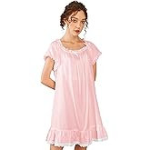 Nanxson Womens' Cotton Nightgown Short Sleeve Sleepwear Vintage Victorian Nightshirt Lounge Dress