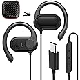 Open Ear Headphones Wired for Samsung S25 S24 Ultra S23 Fe S22+ A35, USB Type C Earphone with Mic Over Ear Wired Earbuds with Ear Hook for iPhone 16 15 Pro Max Plus iPad 10 Air Pixel 9 8a 7 OnePlus 13
