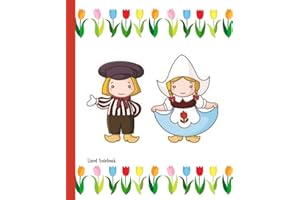 Lined Notebook: Compact notebook - The Netherlands, Dutch boy and Dutch girl, tulips design - 80 pages (160 sheets) - 5" x 6"
