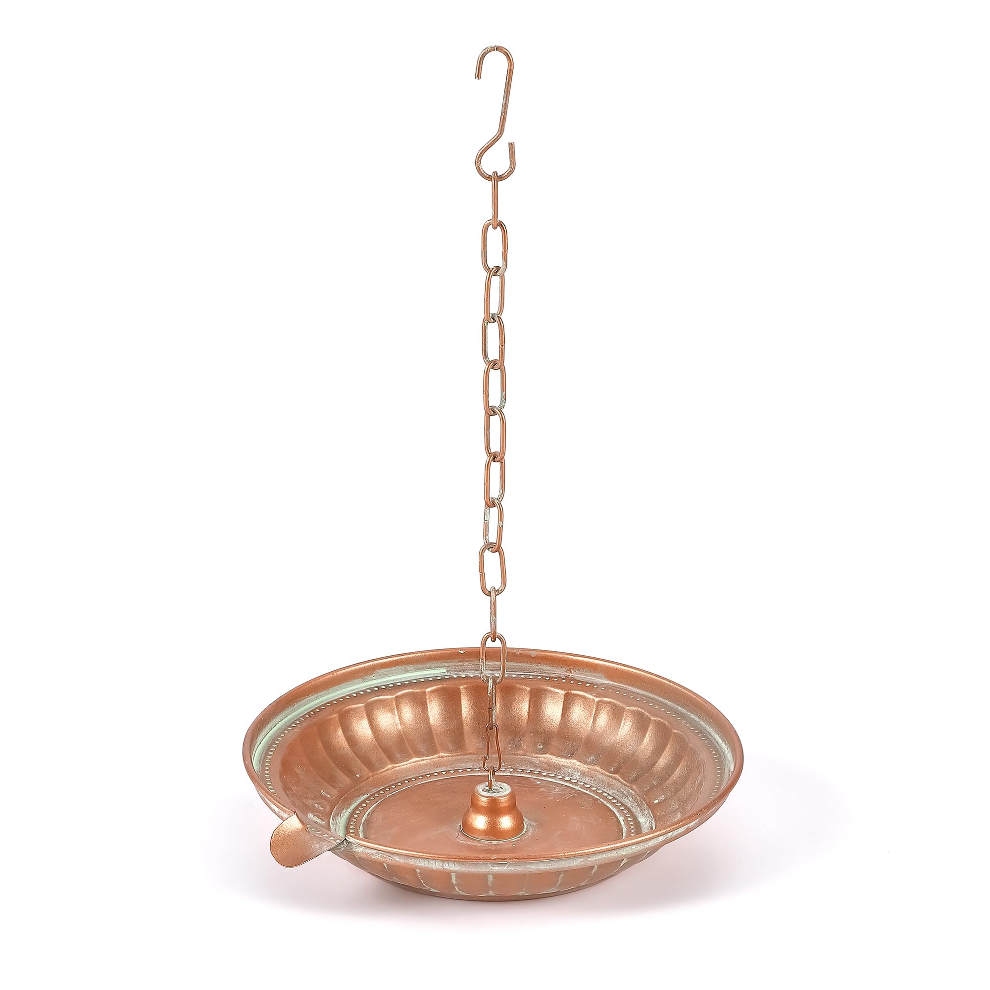 Photo 1 of Phaxth Rain Chain Anchoring Basin, 11” Dia Metal Patina Hammered Rain Chain Downspout Gutters for Outdoor Garden, Bowl for Rain Chain Spill Over with Scupper Pour Spout, Matte Coppery Decorative