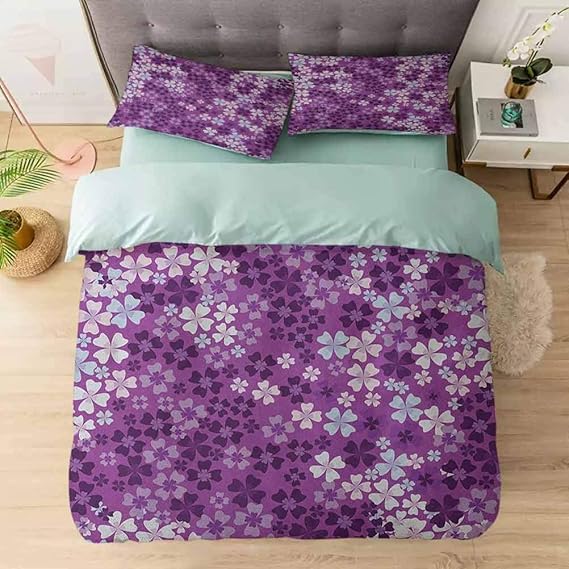 Duvet Cover Set, Lilac Flowers Blossoms in Spring Romantic