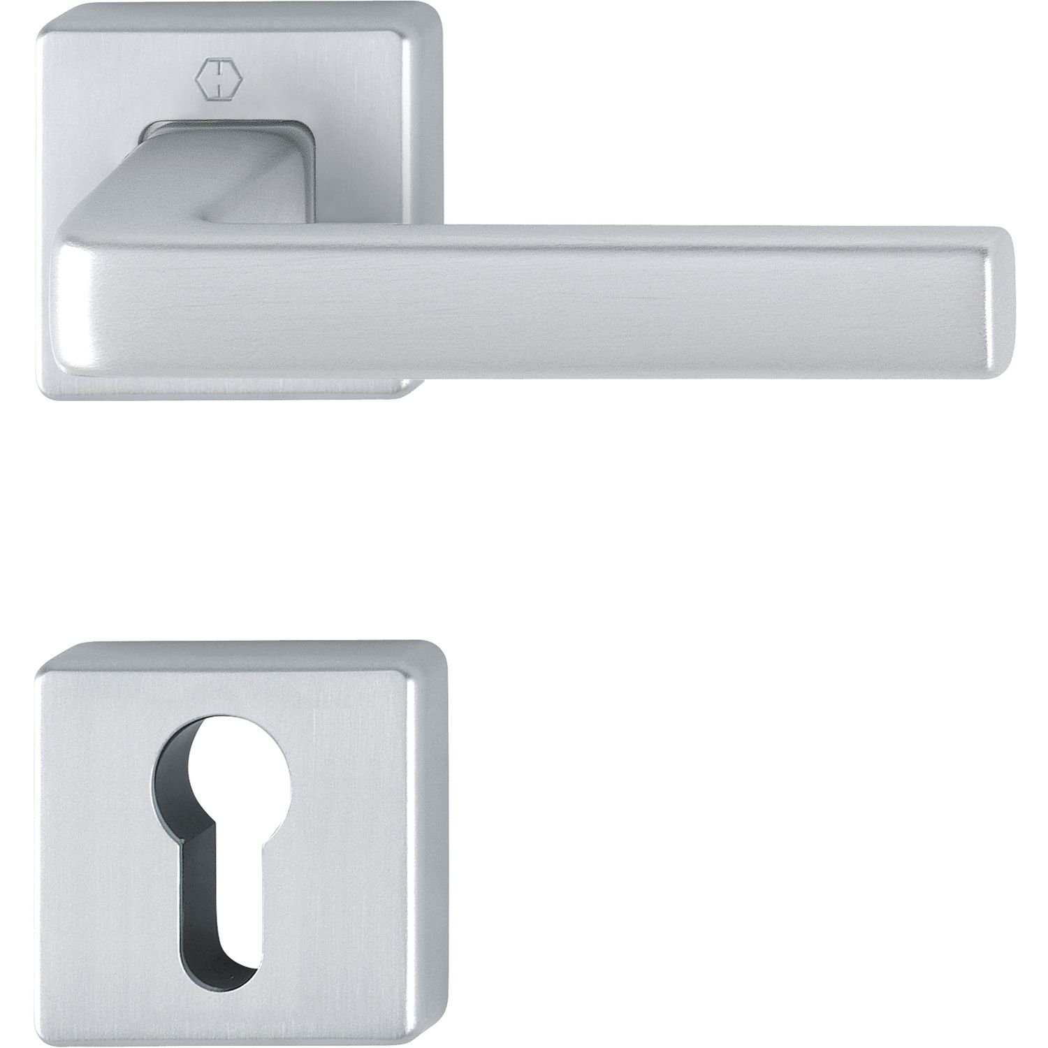 HOPPE Dublin Handle Set on Rosette Square PZ, Chrome-Plated Aluminium Matt