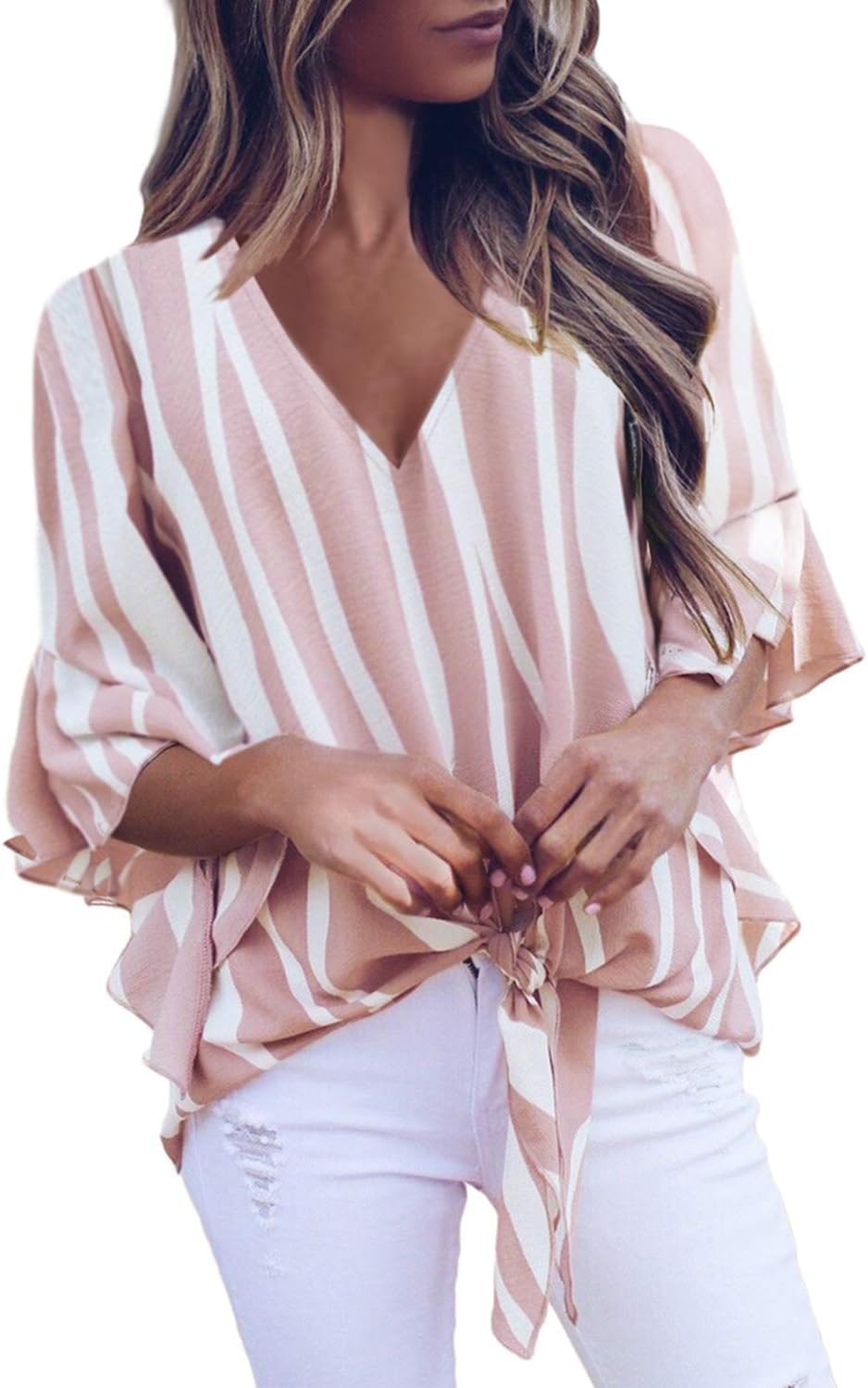 Womens Summer Floral Printed Off The Shoulder Tops 3 4 Flare Sleeve Tie Knot T-Shirt Blouses  Women's Roll Up 3/4 Sleeve Floral Print V Neck Tunic Blouses Tops Shirts  Women's Plus Size Summer Tops Short Sleeve Shirts Lace Pleated Tunic Tops Blouses M-4XL  Womens Chiffon Blouse Summer Casual Round Neck Short Sleeve Pom Pom Shirts Top  Women's V Neck Shirt Printed Top 3/4 Bell Sleeve Mesh Panel Blouse