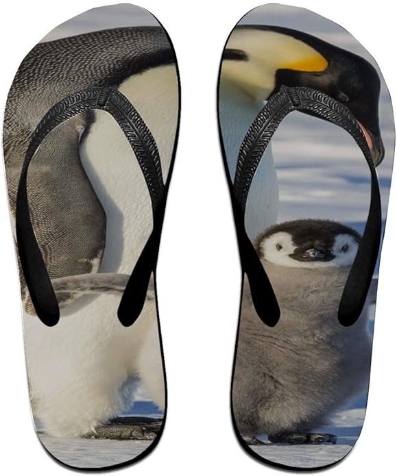 Amazon.com | Comfortable Flip Flops for Men Adult Emperor Penguin with Chick Exercising Wings 