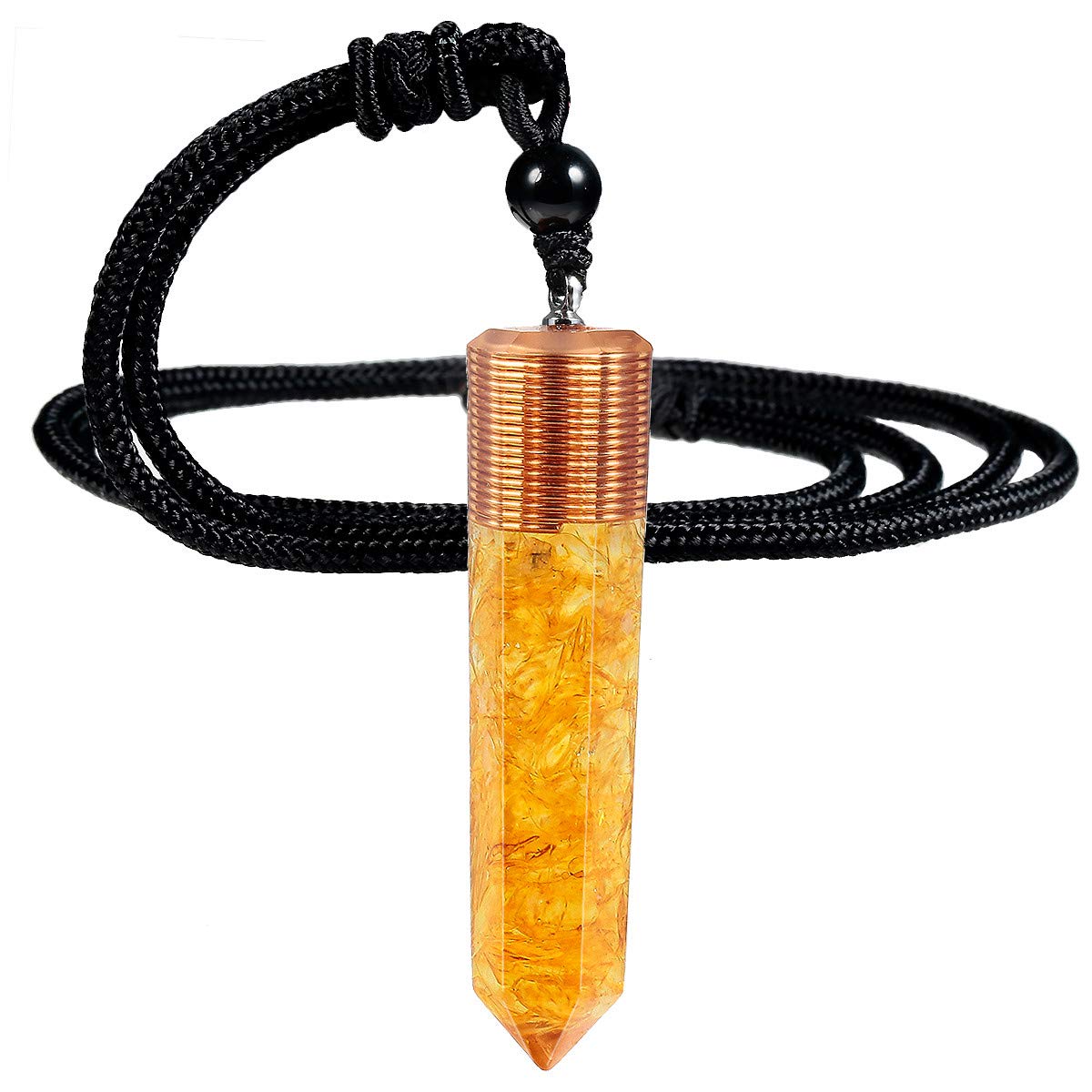 Nupuyai Healing Rock Crystal Point Pendant Necklace for Women Men, Spiral Hexagonal Stone Pendant with Adjustable Cord 60cm