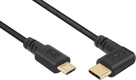 Amazon Co Jp オーディオファン Usbケーブル Usb Type C オス ホスト Microusb Type B オス L字 25cm ブラック 家電 カメラ