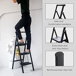 3 Step Ladder MULDWEIR Folding Step Stool with