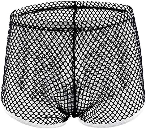 MmNote Mens Mesh Boxer Briefs Shorts Soft Underpants See-Through Transparent Sexy Underwear Trunk for Man