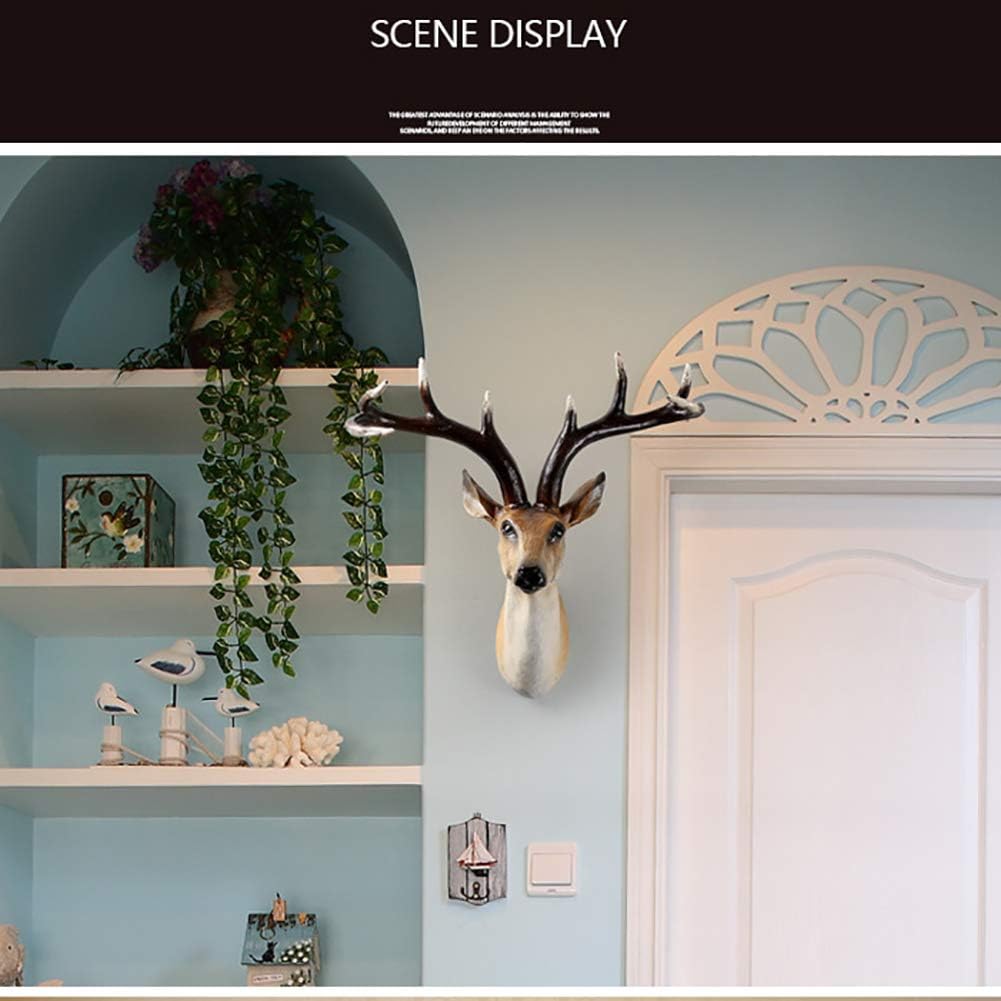 Wall Sculptures Home Kitchen Yb Gq False Deer Head Wall Decor Real Animal Head Wall Hanging Resin Antlers Home Decoration Statues For Living Room Bar Coffee C 36x35x15cm 14x14x6inch
