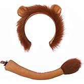 Fancheer Lion Ears Headband and Tail Set Halloween Animal Cosplay Costume Accessories for Adult