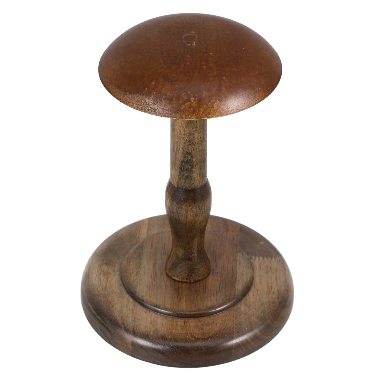 CAXUSD Wooden Hat Stand Wigs Display Holder Caps Shelf with Rotating Base for Home and Retail Use