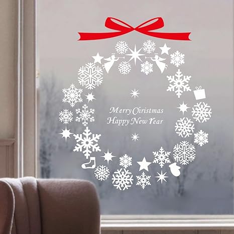 Decorazioni Natalizie Su Vetro.Lifeup Natale Adesivi Murali Grandi Vetro Vetrina Decorazioni Natale Per Casa Negozi Ficco Di Neve Adesivi Da Pareti Amazon It Casa E Cucina