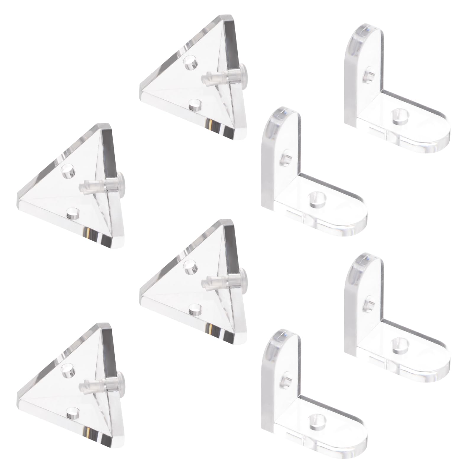 Morobor Acrylic Corner Bracket, Clear 3-Hole Right Angle Joint Brace Brackets and L-Shape Corner Bracket 90 Degree Support Shelf Corner Brace with Transparent Rivets for for DIY Display Box — image 1