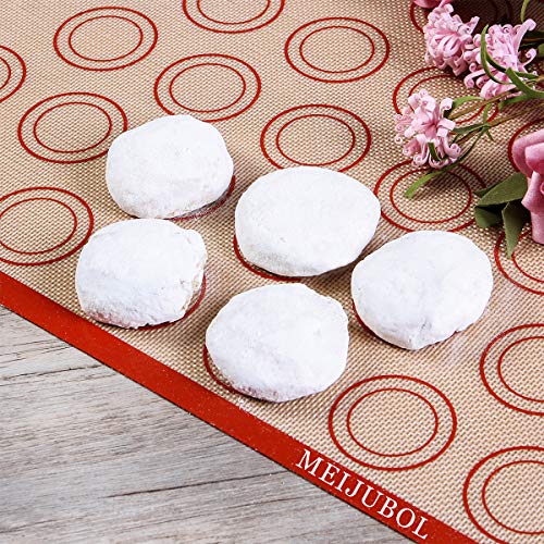 MEIJUBOL Silicone Baking Mat Set of 2 Half Sheet (16-1/2" x 11-5/8") Non Stick Heat Resistant BPA Free Macaroon Mat Pan Tray Liner for Bake Pastry Cookie Bread