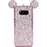 Galaxy S8 Case, MC Fashion Cute Sparkle Bling Glitter 3D Mickey Mouse Ears Soft and Protective TPU Rubber Case for Samsung Galaxy S8 (2017 Release) (Rose Gold)