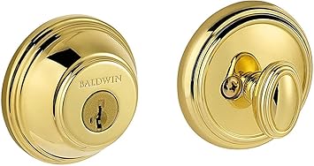 Baldwin Prestige 380 Round Single Cylinder Deadbolt Featuring Smartkey In Lifetime Polished Brass Amazon In Home Improvement