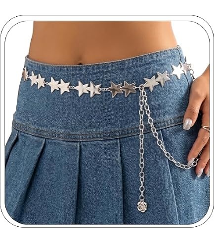 Amazon.com: Waist Chain Y2K Belt for Women Girls Star Belt Belly