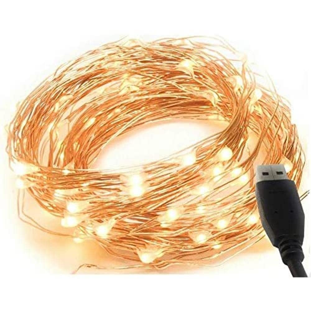 MSC - 23ft / 7m - 70 Led's USB Fairy Lights Powered LED Warm White Coloured String Fairy Lights On Copper Cable, Ideal for Christmas, Xmas, Party,Wedding,Decoration Warm-USB-7m