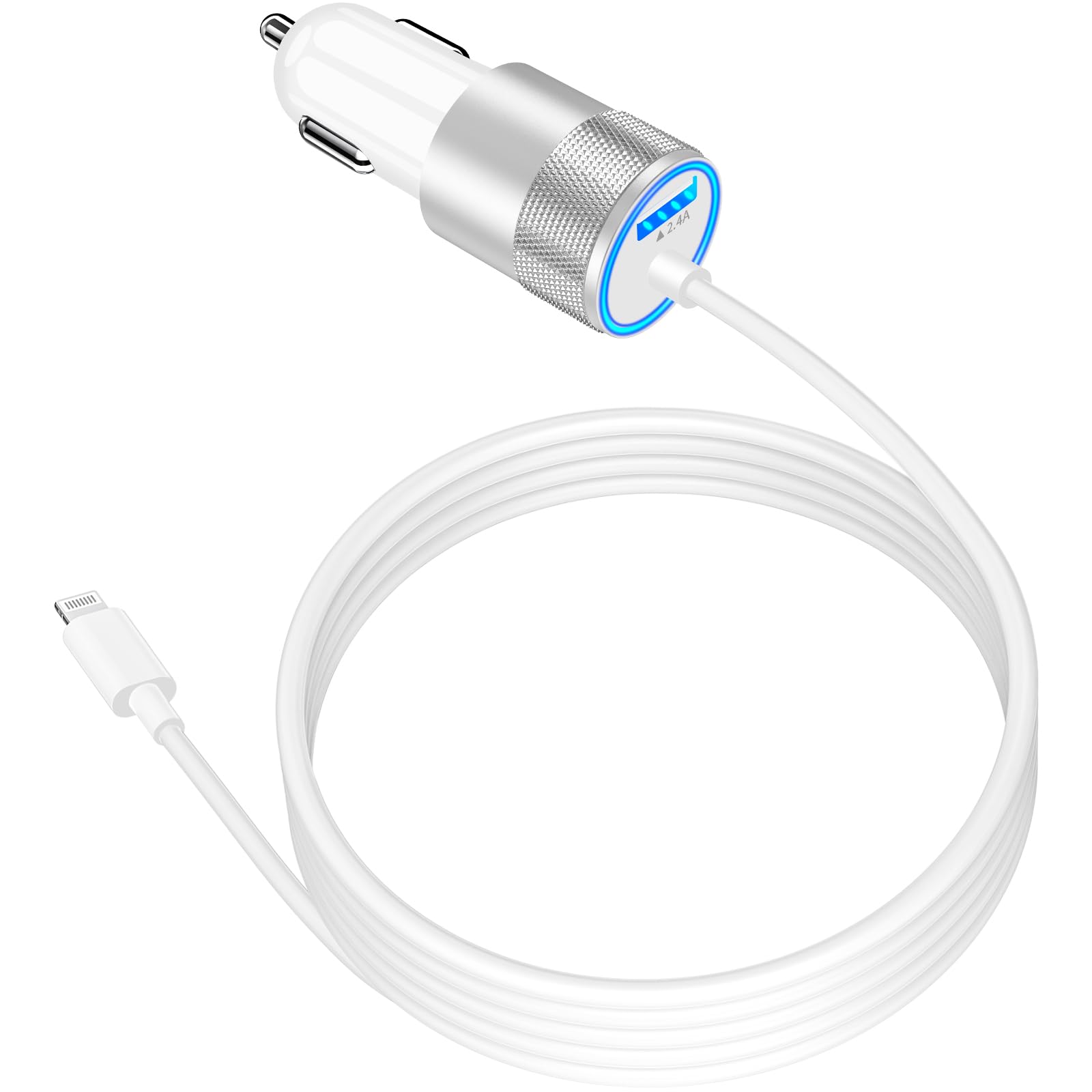 Photo 1 of ?MFi Certified?iPhone Fast Car Charger, Caiinei 4.8A Dual USB Power Cigarette Lighter iPhone Car Charger Fast Charging Adapter + 6FT Lightning Cable for iPhone 14 13 12 11 Pro Max XS Mini XR X SE iPad
