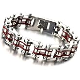 COOLSTEELANDBEYOND Masculine Mens Bike Chain Bracelet of Stainless Steel Two-Tone Polished