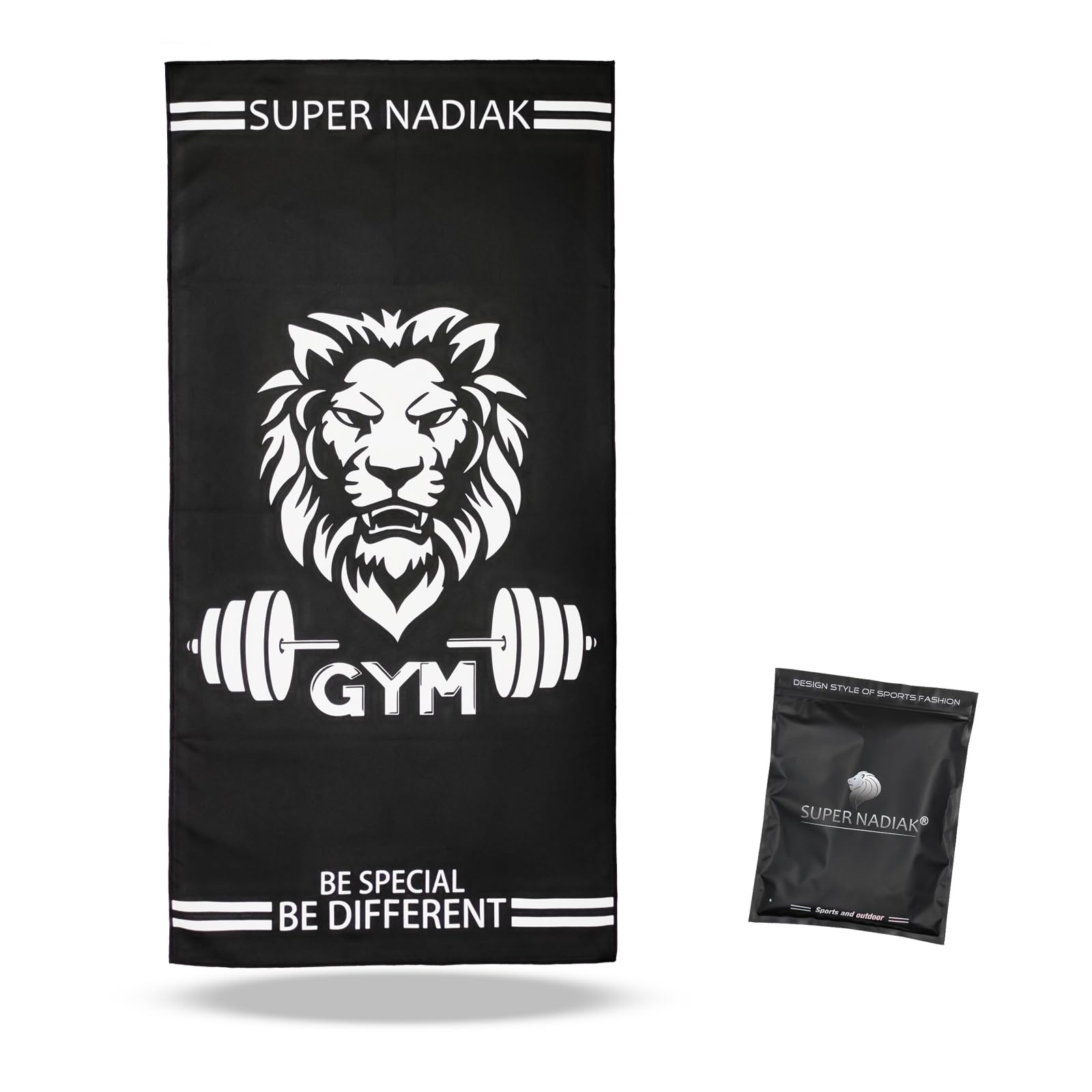 super NADIAK Gym Towel - Microfiber Towel - Microfiber Sheet Ideal for Weight Room - Towel for Workouts - Both Indoors and Outdoors Sport,Fitness,Gym (Black/White/Leo)