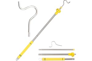 Frebuta Clothes Hook Pole Heavy Duty, 36 to 65Inch Closet Reacher Pole Long Handle with Hook Rod Telescoping Extending Pole Cloest Pole Stainless Steel Lightweight Strudiness Retractable Pole