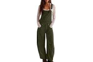 Corduroy Overalls for Women Loose Fit Adjustable Cute Baggy Barrel Bib Overalls Casual Wide Leg Hip Hop Jumpsuits with Pocket
