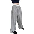 SHENHE Men's Baggy Pants Wide Leg Drawstring Waist Loose Sweatpants with Pockets