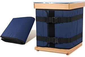 Beeveer 1 Pcs 16 x76'' Winter Bee Hive Wrap for 8 and 10 Frame Hives Adjustable Beehive Insulation Wrap Beekeeping Supplies Navy Blue 600d Oxford Cover, Waterproof, Windproof, Lightweight, Reusable