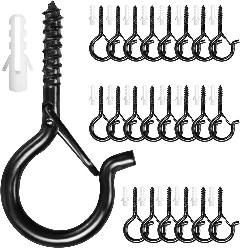ZK Home 22 Pack Q-Hanger Lights Hanger Hooks Screw Hooks Wall Cabinet Ceiling Hooks for Hanging Outdoor Wire, Fairy Lights, Light House Garage New Year Party Christmas Led Fairy Lights Clips