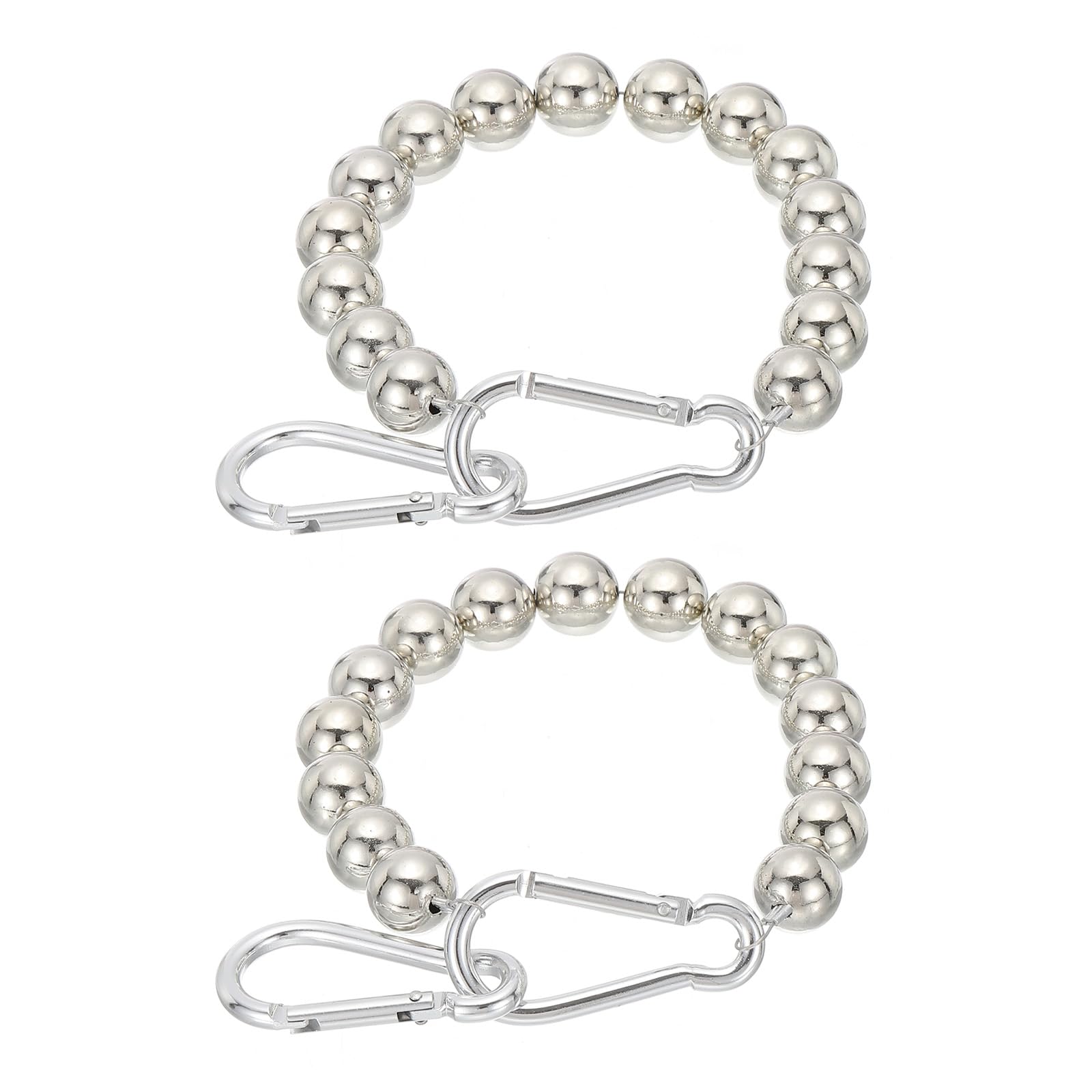 PATIKIL Flagpole Retainer Ring Flag Pole Accessories, 2 Pcs Flag Beaded Mount Ring Keep Flag Close to Pole Weight with Stainless Steel Cable for Indoor Outdoor Flagpole, Silver Tone, 2.8"