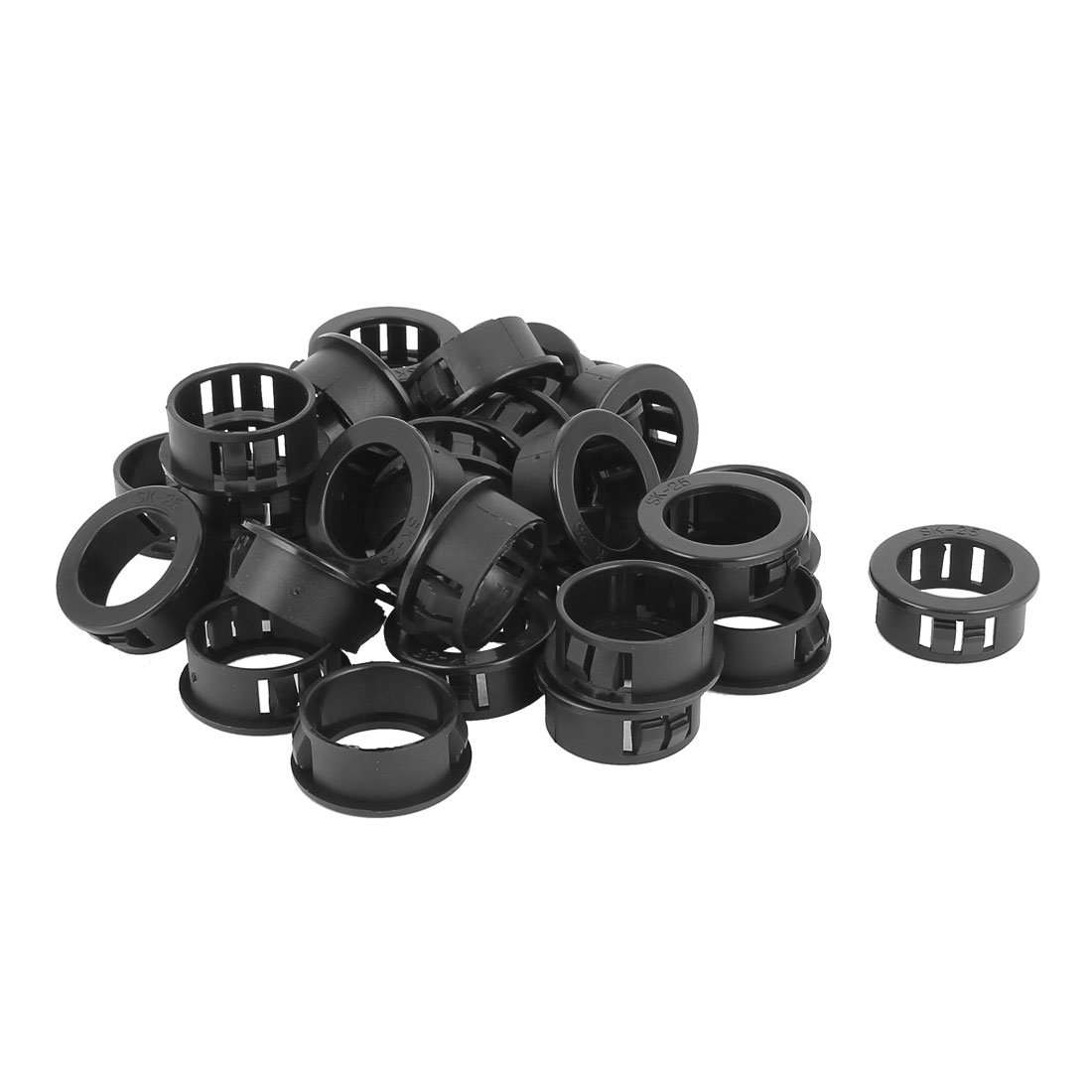 sourcing map 30pcs 25mm Mounted Dia Snap in Cable Bushing Grommet Protector Black